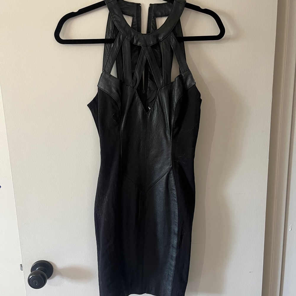 Wilson Leather Black Halter Bodycon Dress